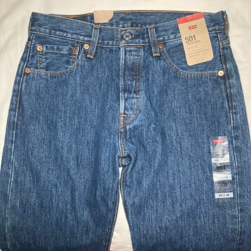 Levi's 501 Jeans Mens Small 29x32 Original Fit Blue Straight Leg Denim NWT - Picture 3 of 10